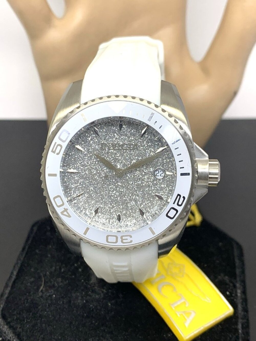 Invicta Women's Watch 22702 Angel Quartz Silver Dial White Rubber Band 39mm